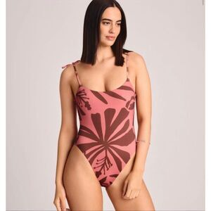 Vitamin A Botanical Printed Tie Shoulder Swimsuit